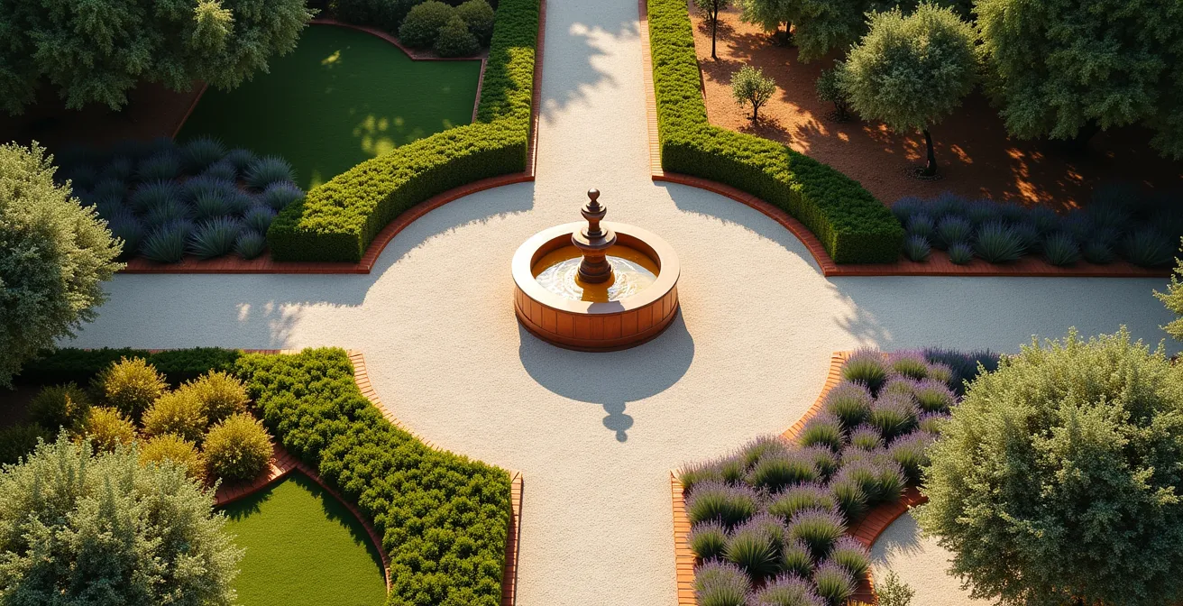 Calendario circular mostrando tareas de jardinería por estación del año