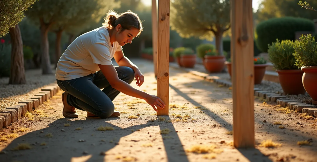 Método del testigo estacional para medir sombras en jardín español