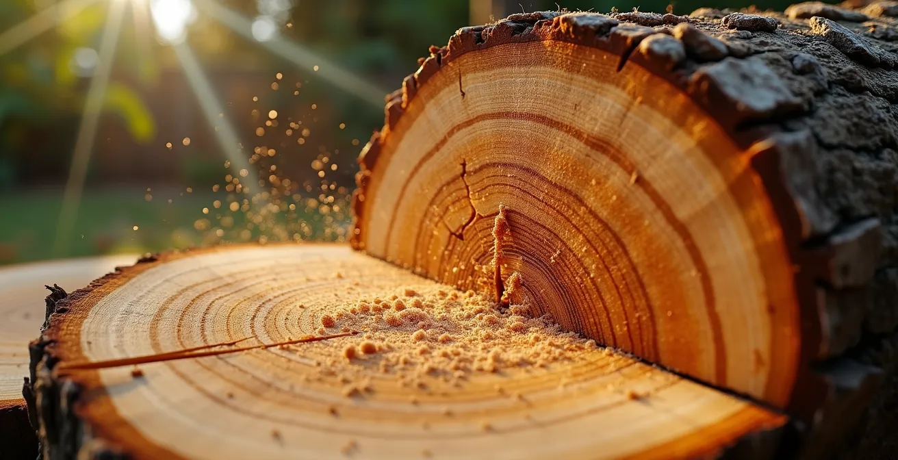 Demostración visual de la técnica de tres cortes para podar ramas gruesas sin desgarros